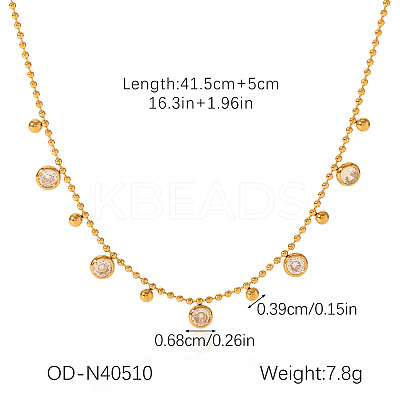 304 Stainless Steel Pave Clear Cubic Zirconia Pendant Necklaces WG6D3B0-01-1