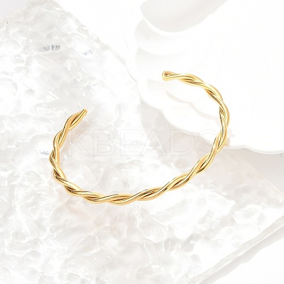 Ion Plating(IP) 304 Stainless Steel Twisted Rope Cuff Bangles BJEW-P296-01G-1