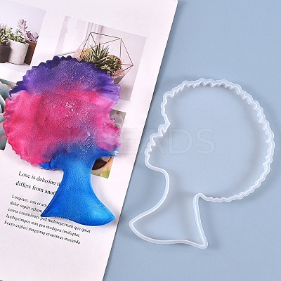 Afro Female Silhouette Silicone Resin Statue Molds LS-DIY-L021-69-1