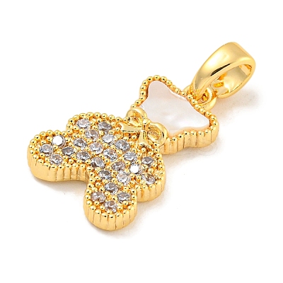 Brass Micro Pave Clear Cubic Zirconia Pendants KK-P275-18G-1