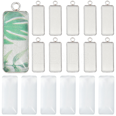 DIY Blank Rectangle Dome Pendant Making Kit DIY-SC0022-98-1