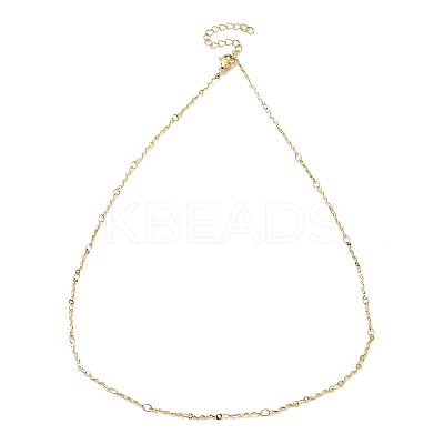 Ion Plating(IP) 304 Stainless Steel Wave Bar Link Chain Necklaces NJEW-K249-13G-1