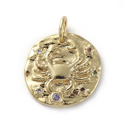Brass Micro Pave Cubic Zirconia Pendants X-ZIRC-G157-03C-01G-1