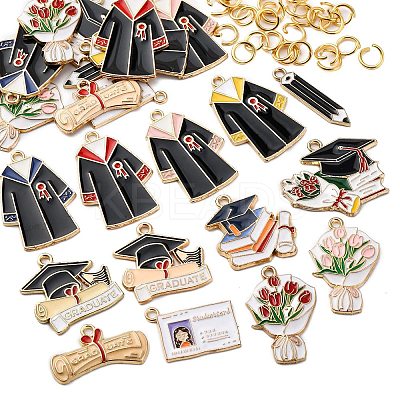 24Pcs 12 Styles Graduation Season Alloy Enamel Pendants ENAM-FP0001-79-1
