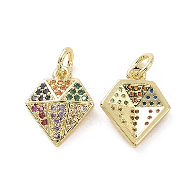 Brass Micro Pave Colorful Cubic Zirconia Charms KK-E068-VF157-1