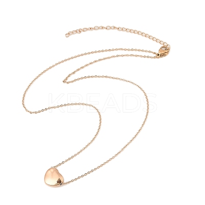 304 Stainless Steel Heart Pendant Cable Chain Necklaces for Women NJEW-Z055-03RG-1