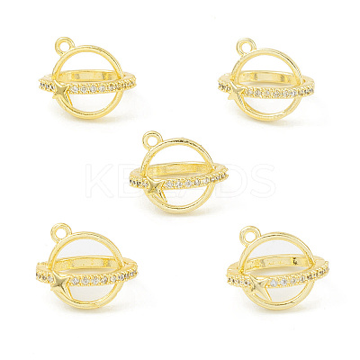 Rack Plating Brass Pave Clear Cubic Zirconia Bead Cage Pendants KK-G464-10G-1