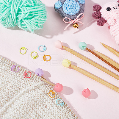 30Pcs Baking Paint Zinc Alloy Knitting Stitch Marker Rings DIY-NB0009-64-1
