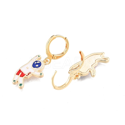 Enamel Spaceman Dangle Leverback Earrings EJEW-N012-91-1