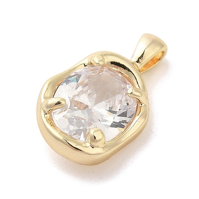 Golden Brass Micro Pave Cubic Zirconia Pendants KK-U031-02G-01-1