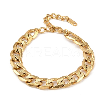 304 Stainless Steel Cuban Link Chain Bracelets for Women BJEW-C129-04G-1