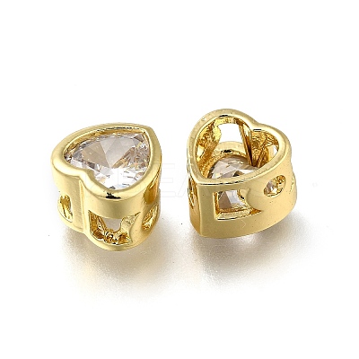 Brass Micro Pave Clear Cubic Zirconia Beads ZIRC-I070-144G-1