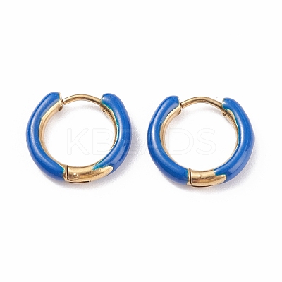Ion Plating(IP) Two Tone 304 Stainless Steel Chunky Huggie Hoop Earrings with Enamel for Women EJEW-C043-11-G-1