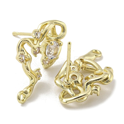 Brass Cubic Zirconia Stud Earring Findings LS-KK-R154-11G-1