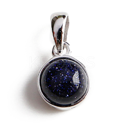 Synthetic Blue Goldstone Half Round Charms G-NH0001-12C-1