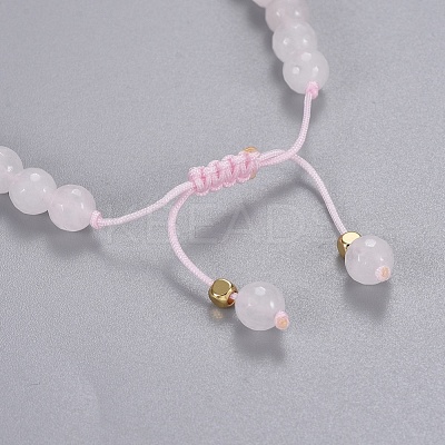 Natural Rose Quartz Braided Bead Bracelets BJEW-JB04210-01-1