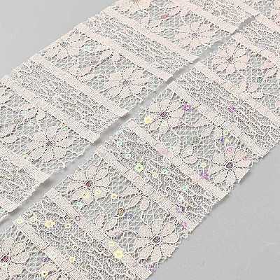 Polyester Flower Lace Ribbons with Paillettes OCOR-WH20048-04E-1