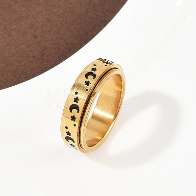 304 Stainless Steel Enamel Rotating Finger Rings RJEW-A074-03G-1