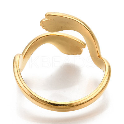 Ion Plating(IP) 304 Stainless Steel Hugging Hand Cuff Rings RJEW-N038-119LG-1