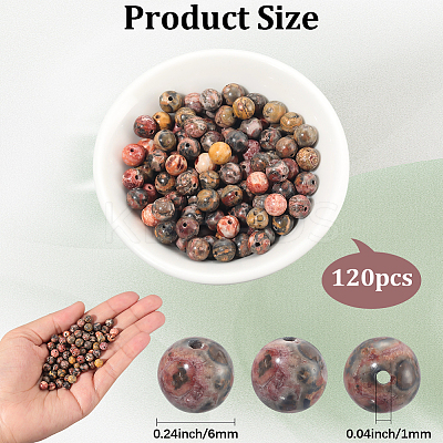 120Pcs Natural Leopard Skin Jasper Beads Strands G-PA0001-22A-1