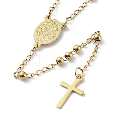 202 Stainless Steel Rosary Bead Necklaces LS-NJEW-D060-01A-G-1