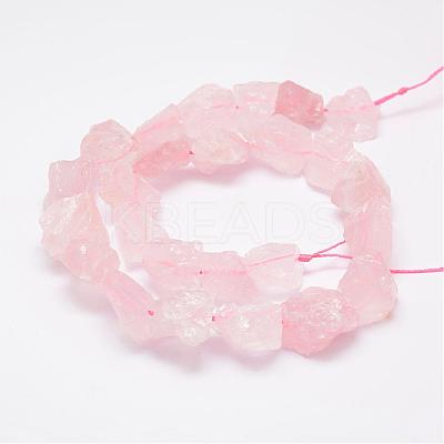 Raw Rough Natural Rose Quartz Beads Strands G-E343-08-1