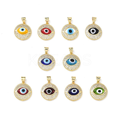 Real 18K Gold Plated Brass Clear Cubic Zirconia Pendants ZIRC-L102-12G-1