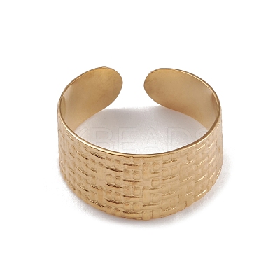 Ion Plating(IP) 304 Stainless Steel Textured Open Cuff Rings for Women RJEW-G285-14G-1