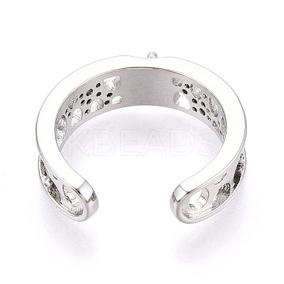 Brass Micro Pave Clear Cubic Zirconia Cuff Ring Settings KK-T076-59P-1
