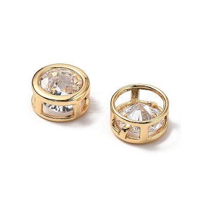 Brass Micro Pave Cubic Zirconia Beads KK-A259-12G-01-1