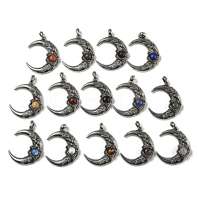 Natural & Synthetic Mixed Gemstone Pendants G-P547-04AS-1