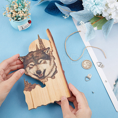 Wood Animal Hanging Ornaments HJEW-WH0053-08F-1