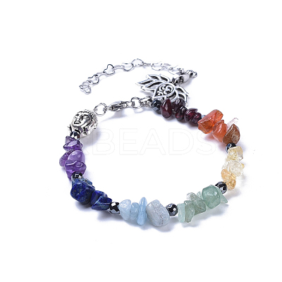 Natural & Synthetic Mixed Stone Charm Bracelets X-BJEW-JB04267-1