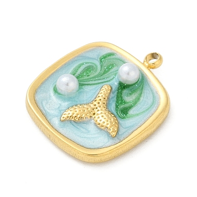 Ocean Theme 304 Stainless Steel Enamel Pendants STAS-Q352-03G-F-1