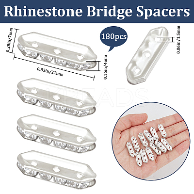 180Pcs 3-Hole Iron Grade A Rhinestone Bridge Spacers RB-BBC0001-04S-1