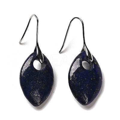 Natural Lapis Lazuli Horse Eye Dangle Earrings EJEW-I315-01P-03-1