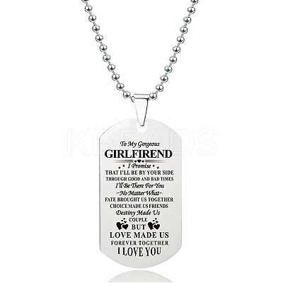 201 Stainless Steel To My Girlfriend Dog Tag Pendant Ball Chain Necklaces FS-WG527E6-35-1
