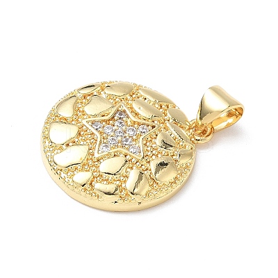Brass Micro Pave Clear Cubic Zirconia Pendants KK-L253-08G-1