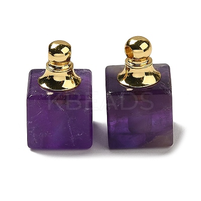 Natural Amethyst Perfume Bottle Pendants G-Z039-04G-04-1