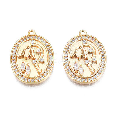 Brass Micro Pave Cubic Zirconia Pendants KK-N216-370-1