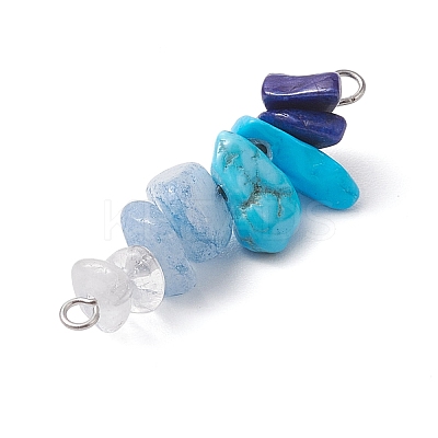 6Pcs Mixed Gemstone Chip Beaded Connector Charms Set PALLOY-JF02770-02-1