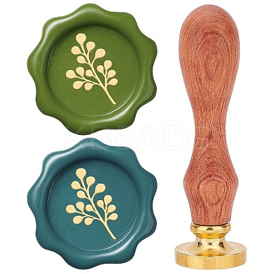 Brass Wax Seal Stamps with Wood Handle AJEW-WH0412-0107-1