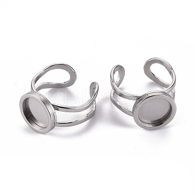 Non-Tarnish 201 Stainless Steel Cuff Pad Ring Settings LS-X-STAS-S080-040A-P-1