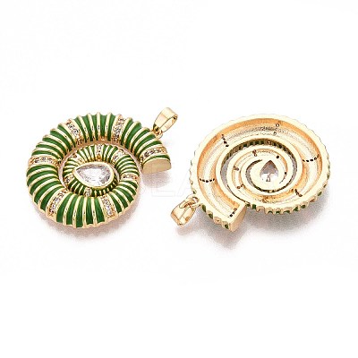 Brass Micro Pave Clear Cubic Zirconia Enamel Pendants KK-T071-28G-03-1