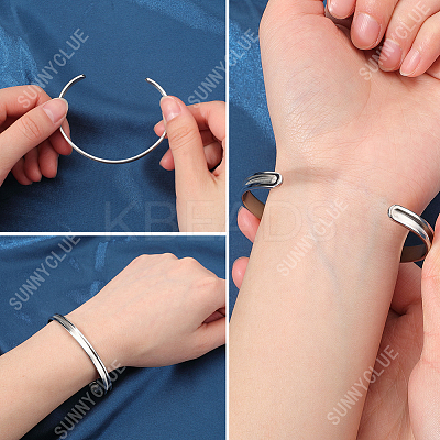 3Pcs 3 Style 304 & 201 Stainless Steel Grooved Bangle Making BJEW-SC0001-16-1