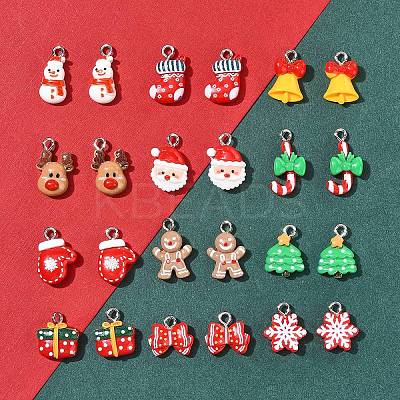 24Pcs 12 Styles Christmas Theme Opaque Resin Pendants RESI-FS0001-86B-1