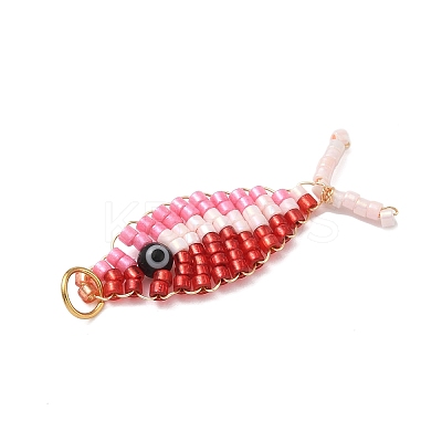Glass Seed Beads Pendants PALLOY-MZ00908-1