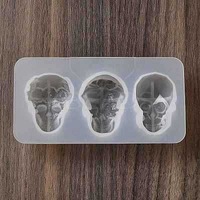 Halloween Theme Skull DIY Statue Silicone Molds DIY-P078-01B-1