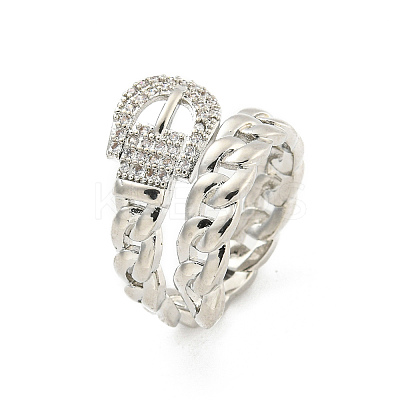 Brass Micro Pave Cubic Zirconia Cuff Rings RJEW-I103-053P-1