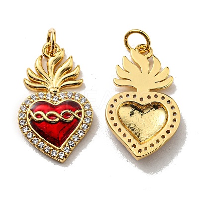 Rack Plating Brass Grade AAA Cubic Zirconia Pendants KK-D026-32G-1